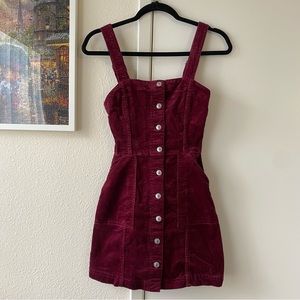maroon h&m corduroy overall dress